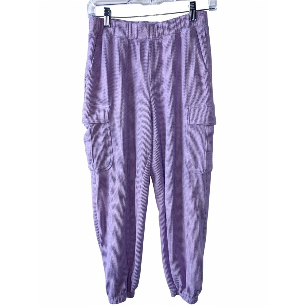 Aerie Lavender Waffle Knit Cargo Joggers Soft Lounge Pants XS
